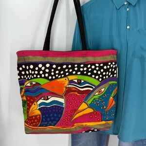 Laurel Burch, large bird print tote Colorful Artistic Tote vacation, beach